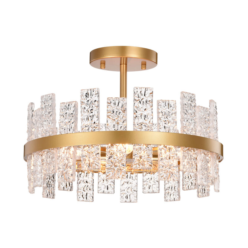 Gina Glossy Bronze 4-light Drum Glass Strip Flush Mount image number 0
