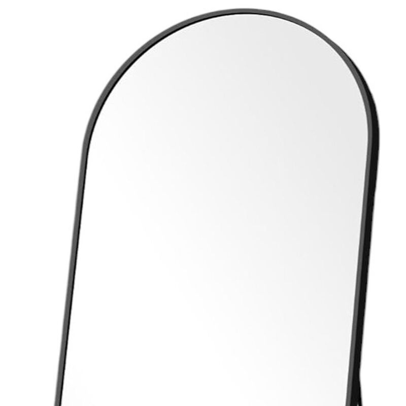 HomeRoots 70" Black Metal Arch Wall Mounted Leaning Or Freestanding Framed Full Length Mirror image number 2