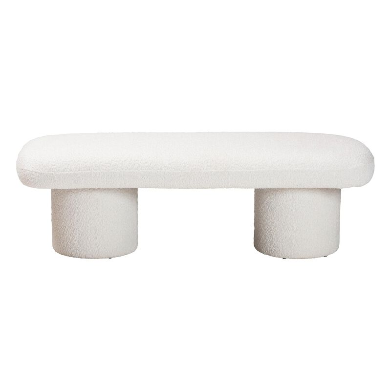 Baxton Studio Laria Modern White Teddy Bear Fabric Accent Bench