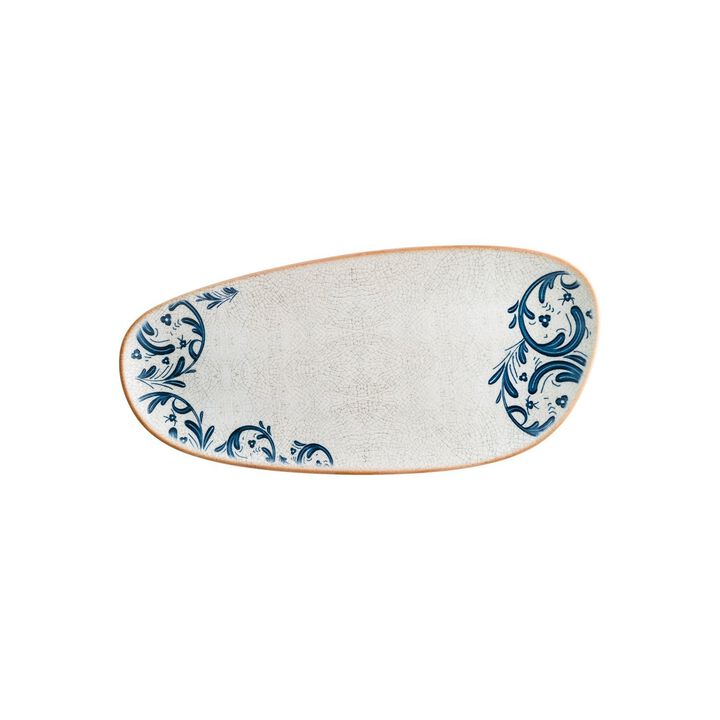 Viento 14" x 7" x h:1" Organic Decorated Porcelain Platter