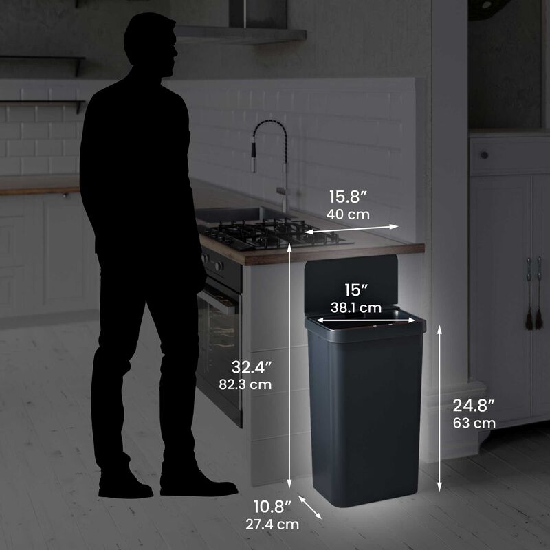 iTouchless 13.2 Gallon / 50 Liter Prime Plastic Sensor Trash Can (Black) image number 5