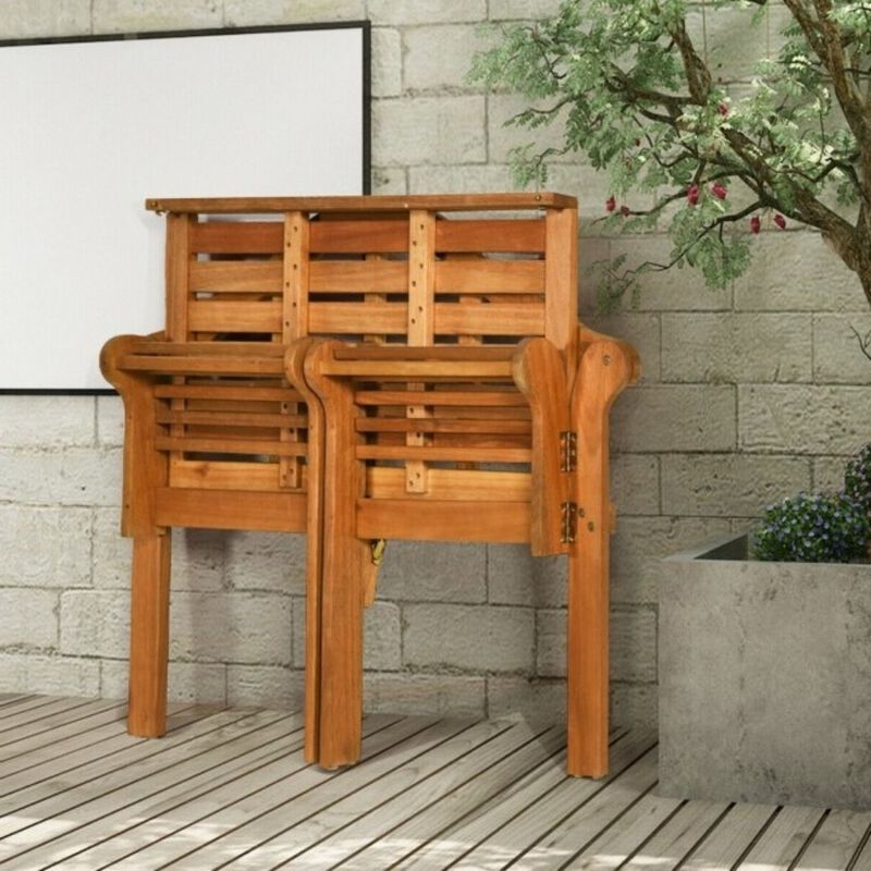 Hivvago FarmHome Folding 2 Seater Garden Eucalyptus Bench