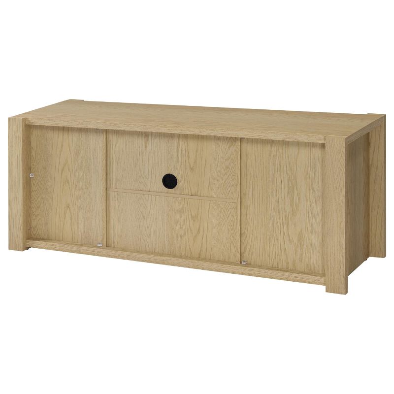 Laury TV Stand Media Console with Open Shelves, Light Oak Wood 60 Inch image number 4