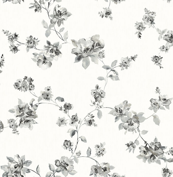 Cyrus Charcoal Festive Floral Wallpaper (Set of 2)