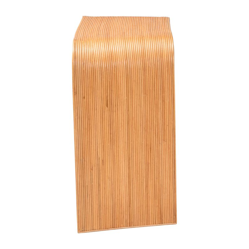 bali & pari Eilis Bohemian Light Honey Fluted Rattan Waterfall Console Table