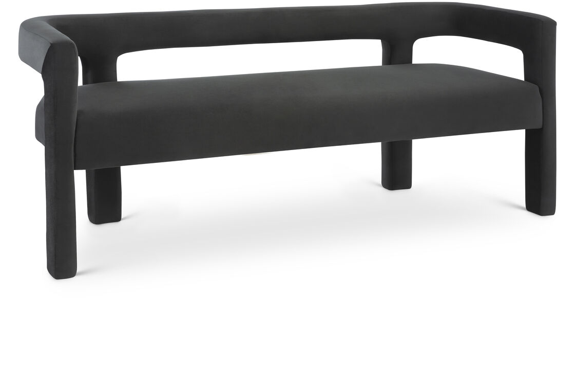 Meridian Furniture Athena Black Velvet Bench