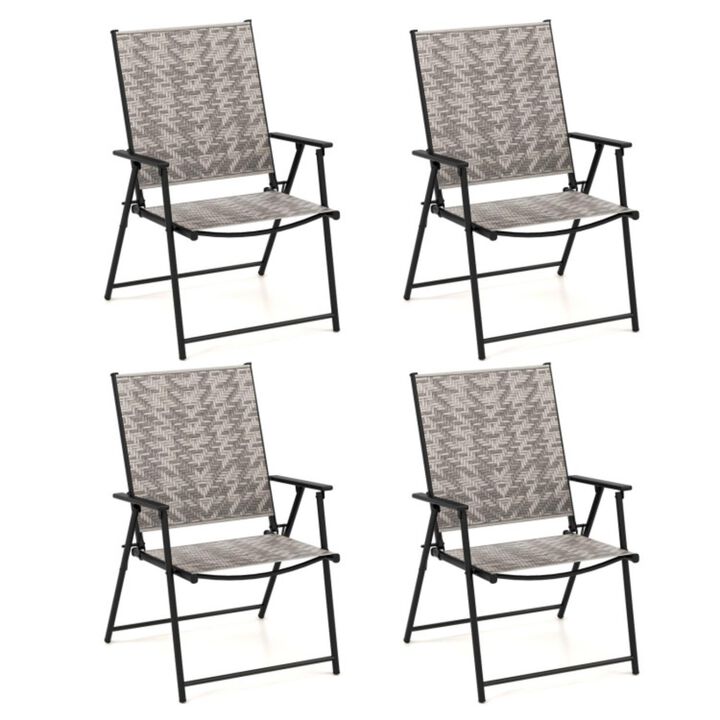 Hivvago Set of 4 Patio Folding Chairs with Armrests and Portable Lawn Chairs for Garden Backyard