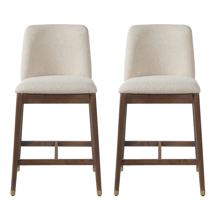 Christopher Knight Home Alexandra Farmhouse Rubberwood Upholstered Counter Stools with Curved Backrest (Set of 2)