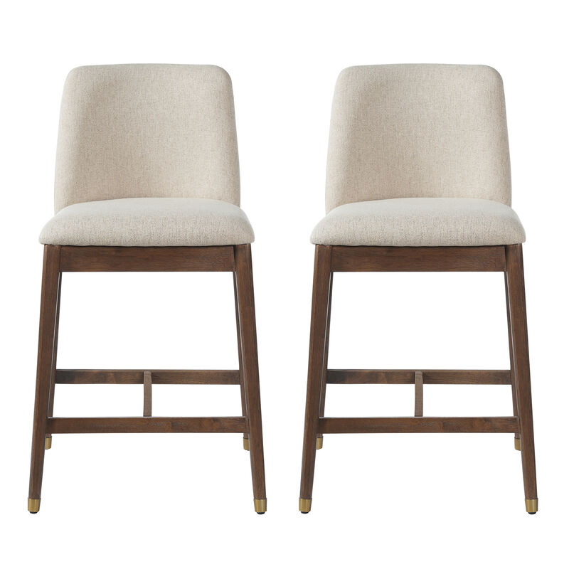 Christopher Knight Home Alexandra Farmhouse Rubberwood Upholstered Counter Stools with Curved Backrest (Set of 2) image number 0
