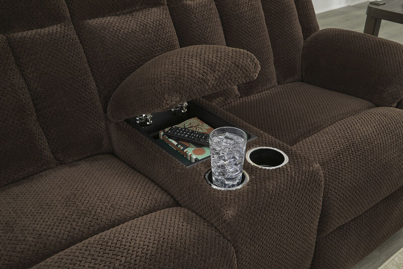 Greely Bend Power Reclining Loveseat with Console in Brown image number 2