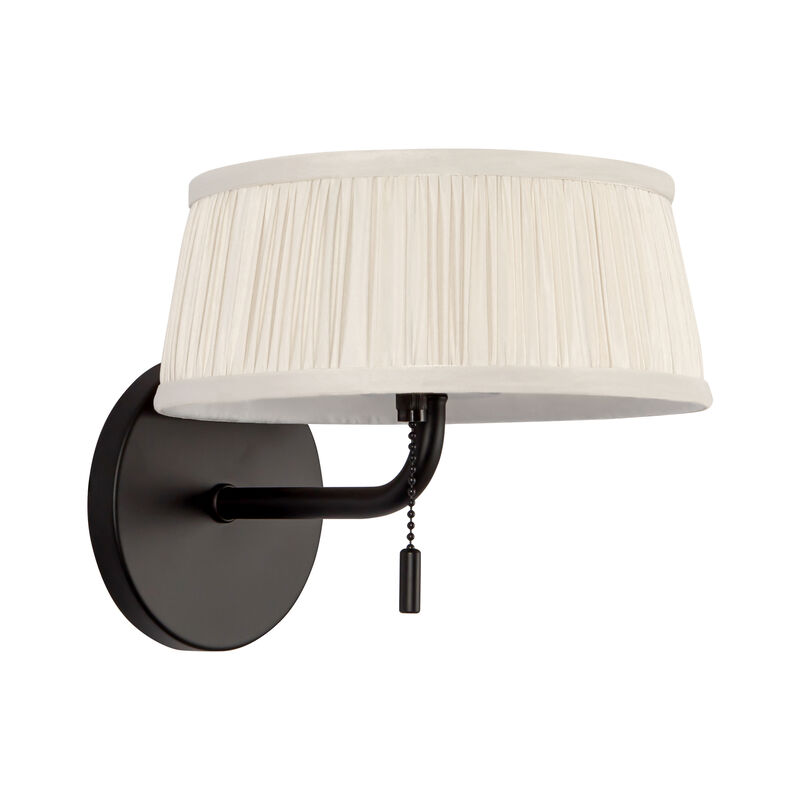 Scout 7-in Damp-Rated Wall/Vanity Light with Patterned Pleated Linen Shade image number 2