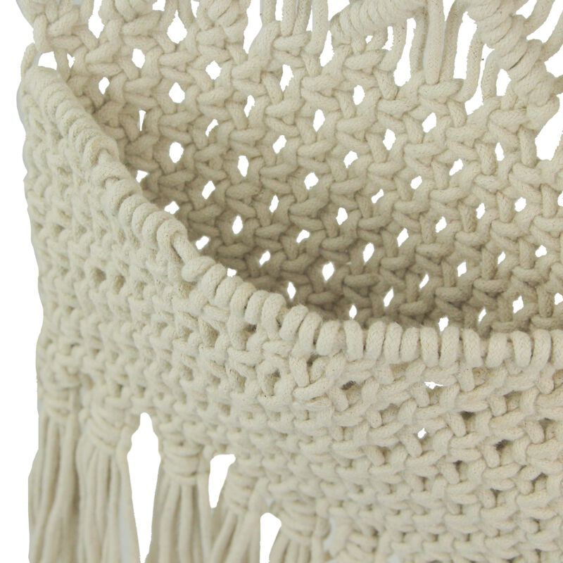 Hand Tied Macrame Bohemian Style Wall Pocket 27 Inches High Boho Decor image number 1