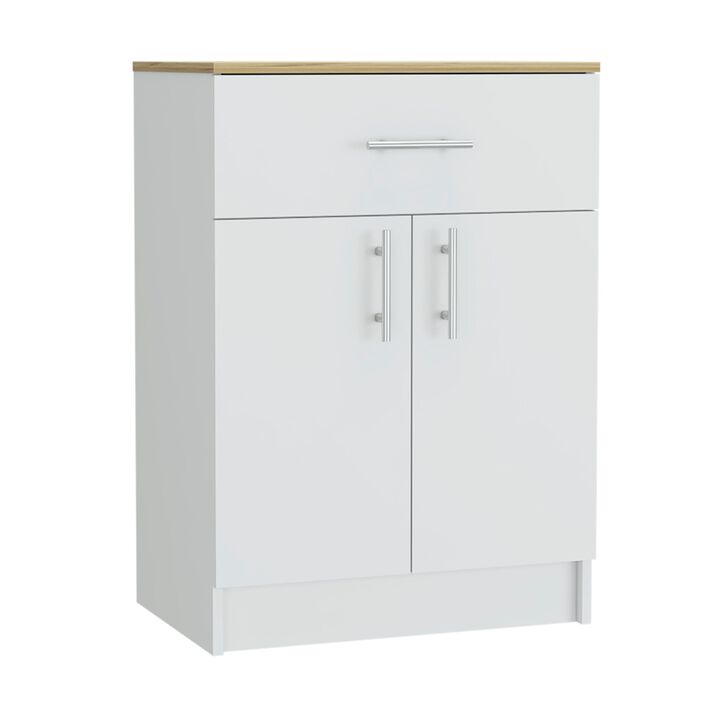 Mayorca Multistorage Pantry Cabinet, One Drawer, Two Interior Shelves -White / Light Oak