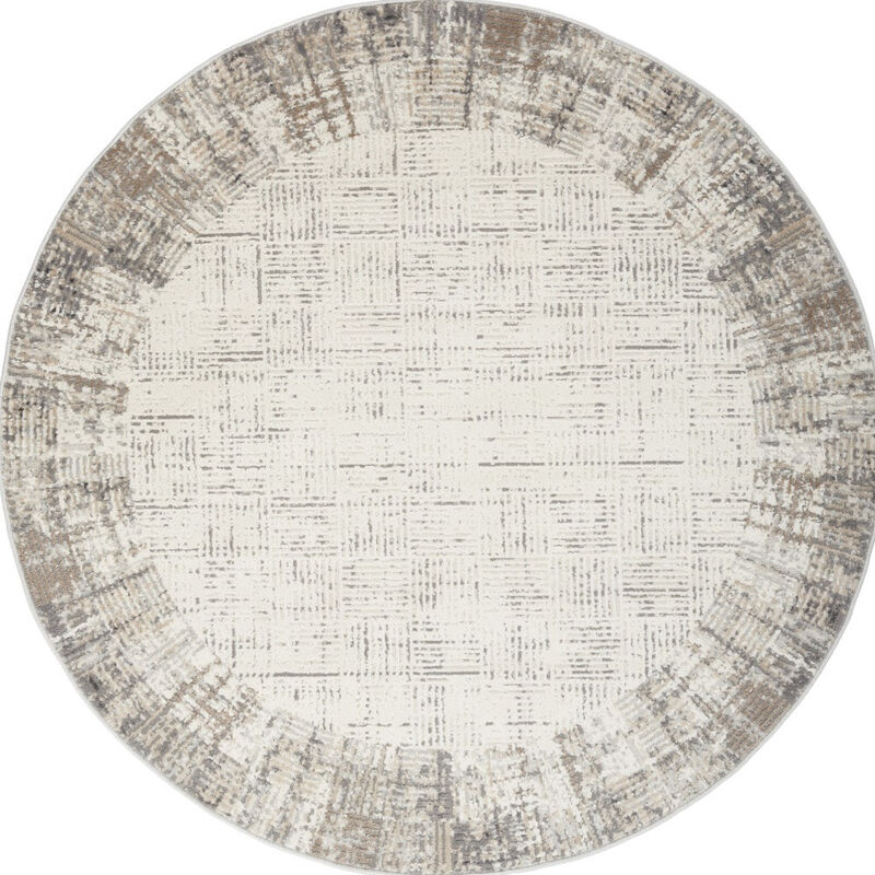 HomeRoots Abstract Round Rug image number 0