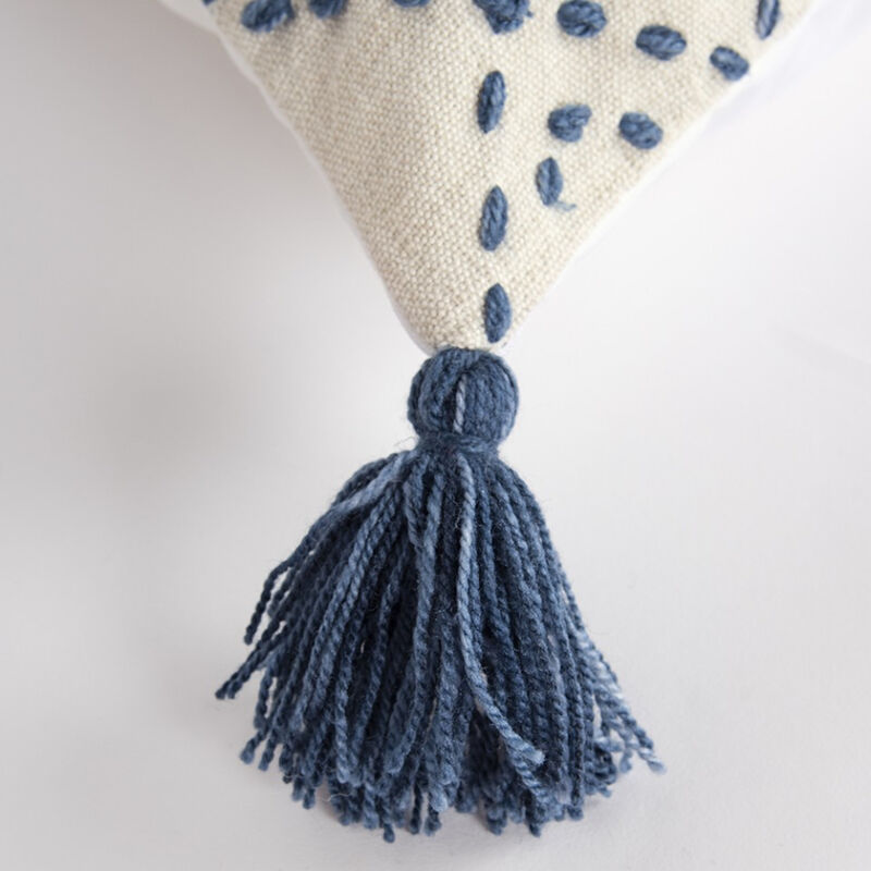 Herringbone Cotton Throw Pillow with Tassels &ndash; Decorative Cushion for Sofa, Chair, or Bed image number 6