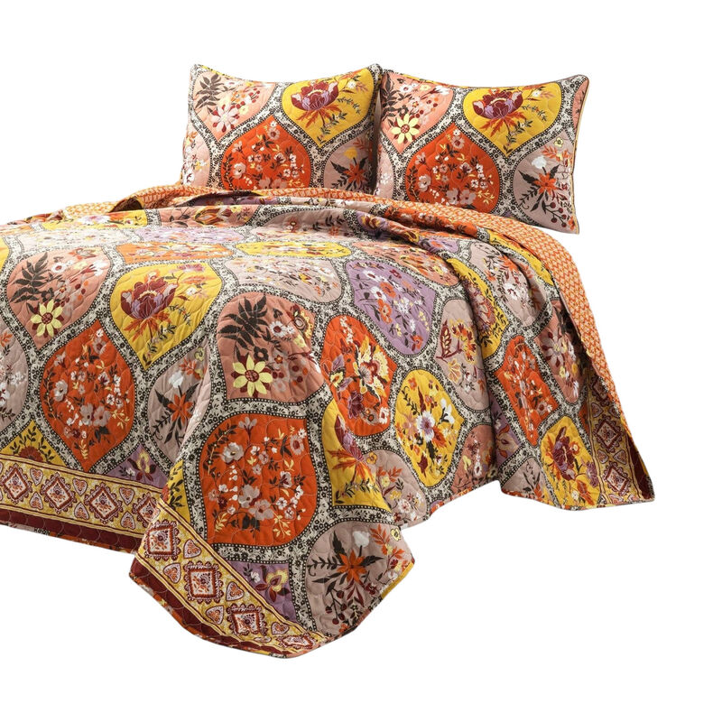 Floral Lightweight Cotton 3-Piece Quilt Set for Bedroom Comfort and Decor