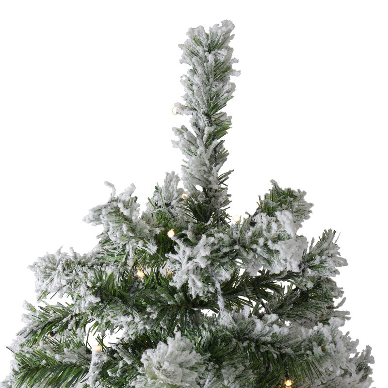 7.5' Pre-Lit Medium Flocked Winter Park Fir Artificial Christmas Tree - Warm Clear LED Lights