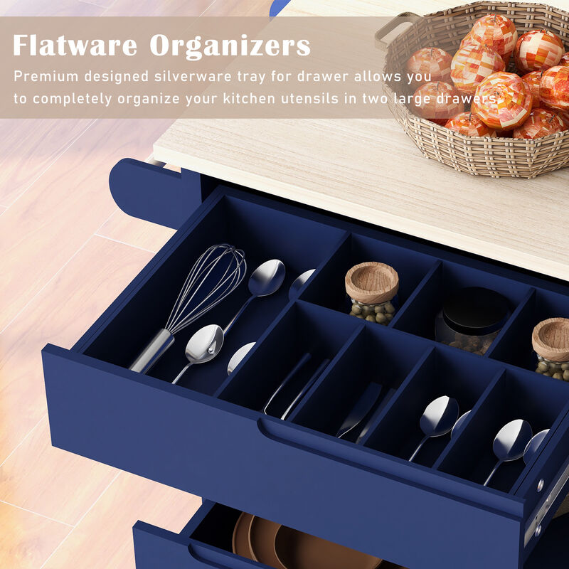 Merax Kitchen Cart with Rubber Wood Countertop