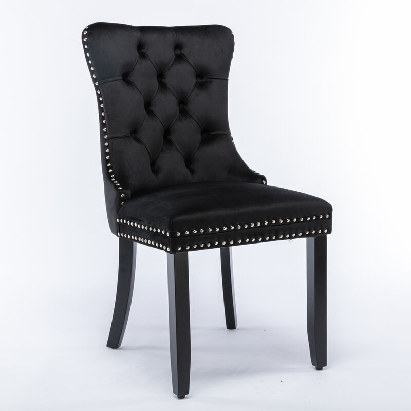 Streamdale Contemporary Velvet Dining Chairs, Black, 2-Pcs Set image number 2