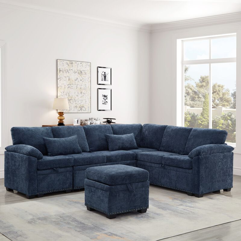 Jibvar L-Shaped Sectional Sofa Bed image number 1