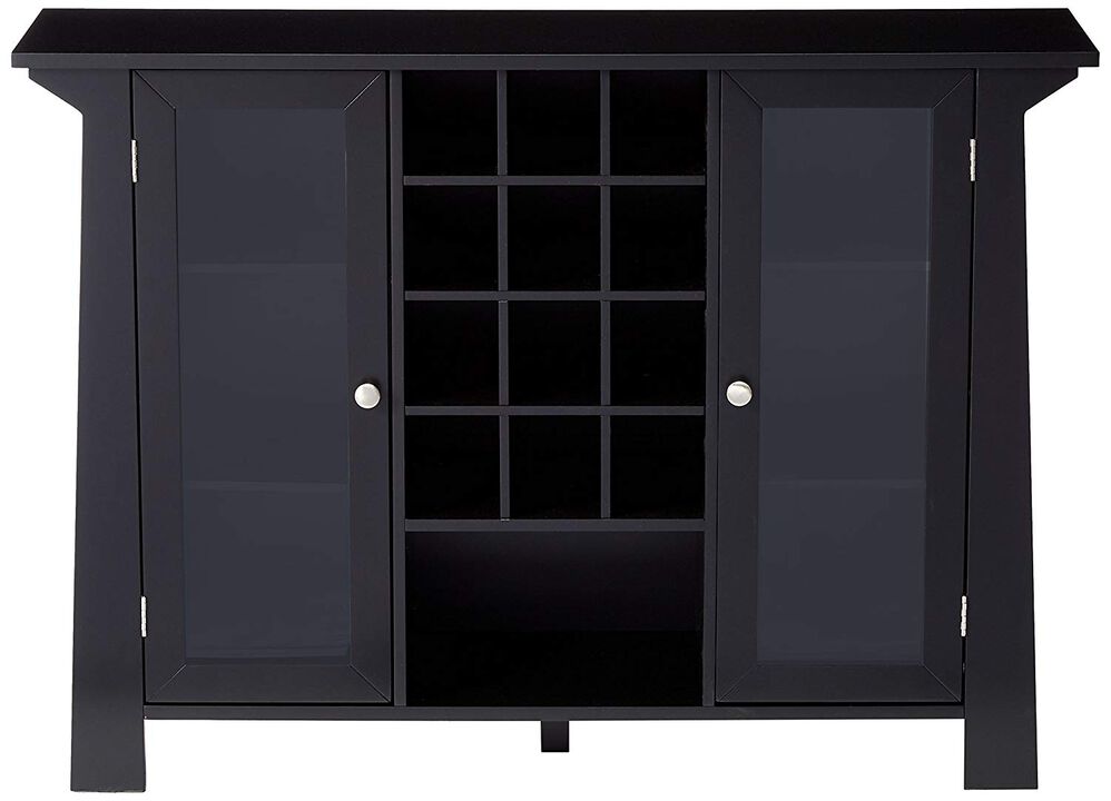 Kings Brand Furniture Matanuska Wood Buffet Bar Cabinet with Wine Storage (Black)