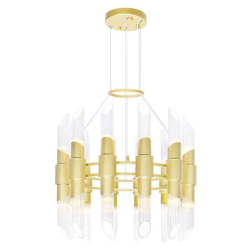 CWI Lighting Croissant 24 Light Chandelier With Satin Gold Finish