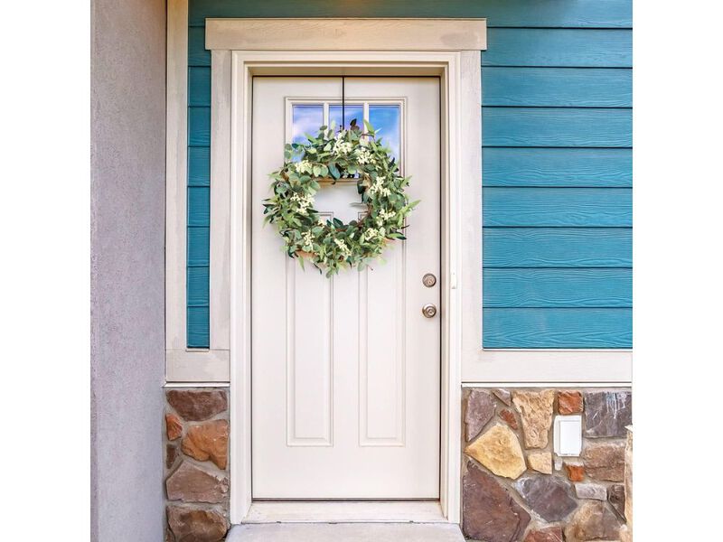 Eucalyptus Wreath Front Door Decor Green Farmhouse Seasonal Wall Hanging Home Wall image number 1