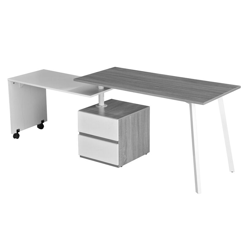 Rotating Multi-Positional Modern Desk, Grey