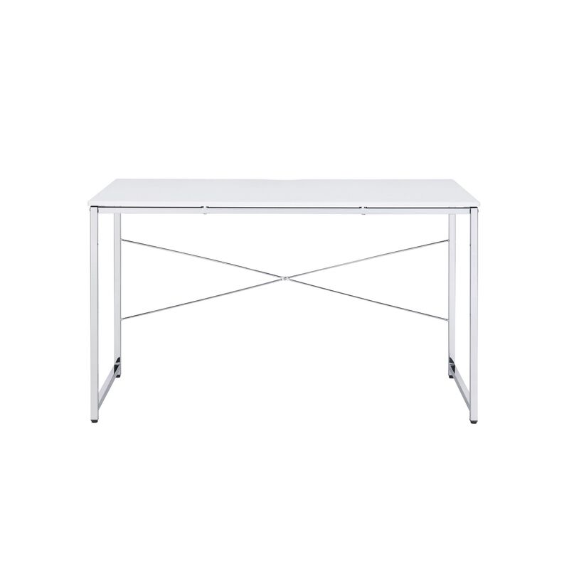 Writing Desk with X Shaped Cross Bar and Chrome Finish