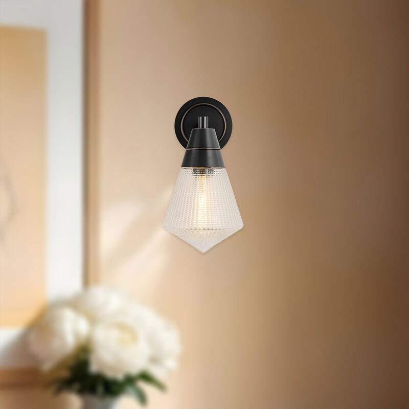 Willard 6-in Urban Bronze/Prismatic Glass 1 Light Damp-Rated Wall/Vanity Light image number 2