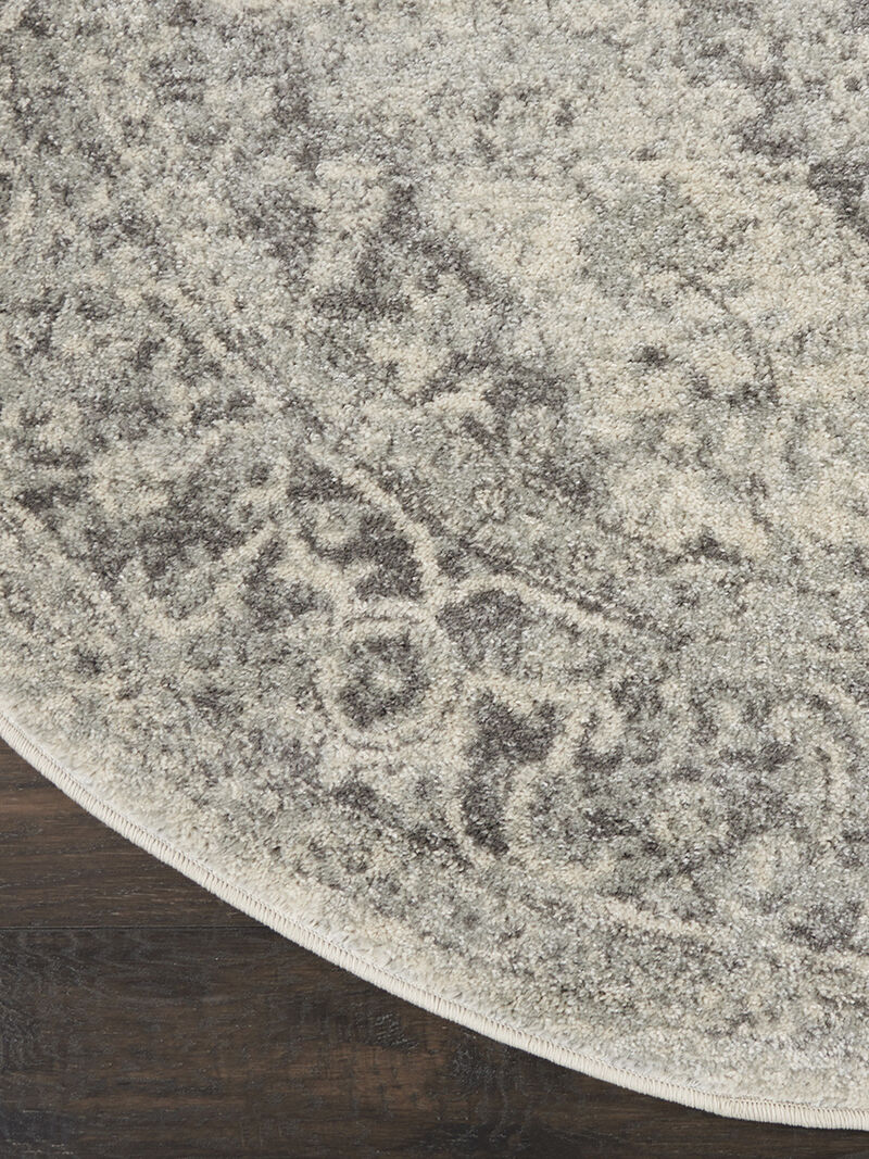 Tranquil TRA05 Ivory/Gray 4' x Round Rug