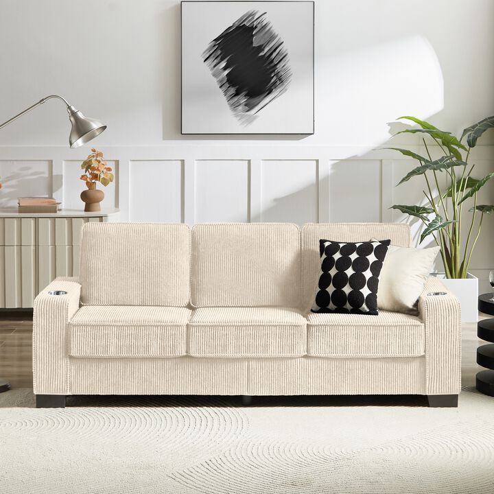 Blank 83.86" Corduroy 3 Seat Modern Sofa