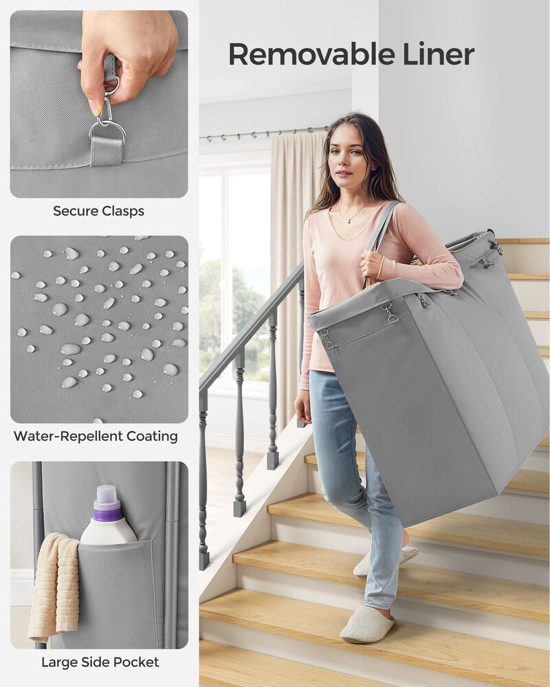 200L Laundry Sorter Cart &ndash; 3-Compartment Rolling Hamper with Removable Liners and Frame