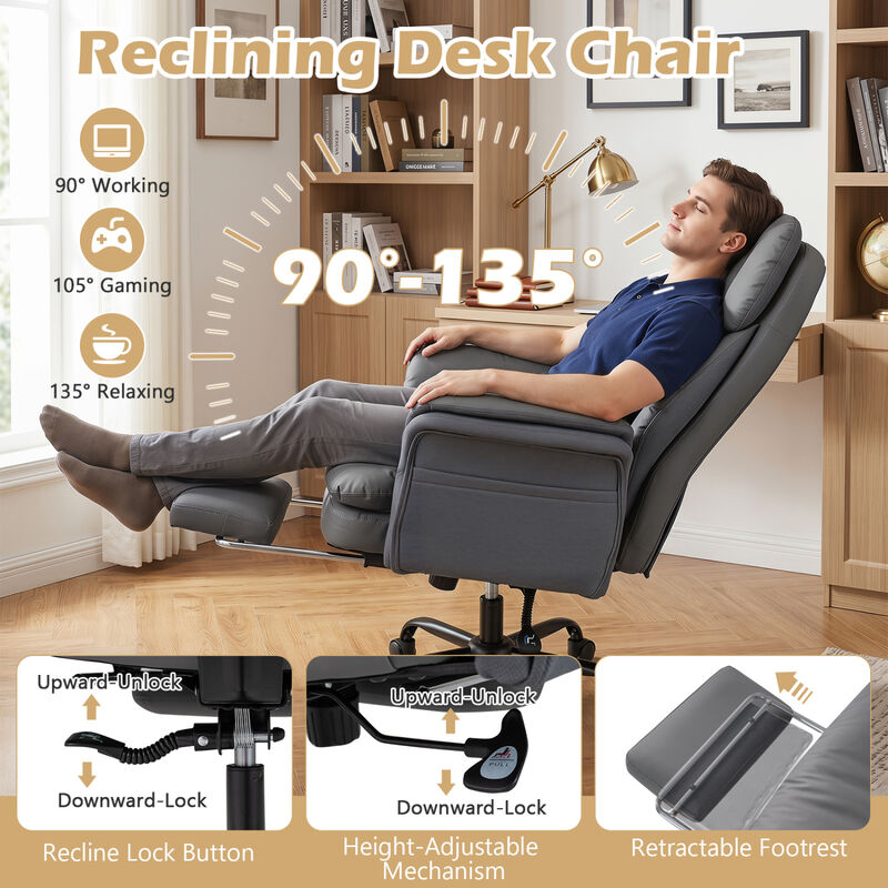 Ergonomic Cross Legged Office Chair Big and Tall with Retractable Footrest image number 4