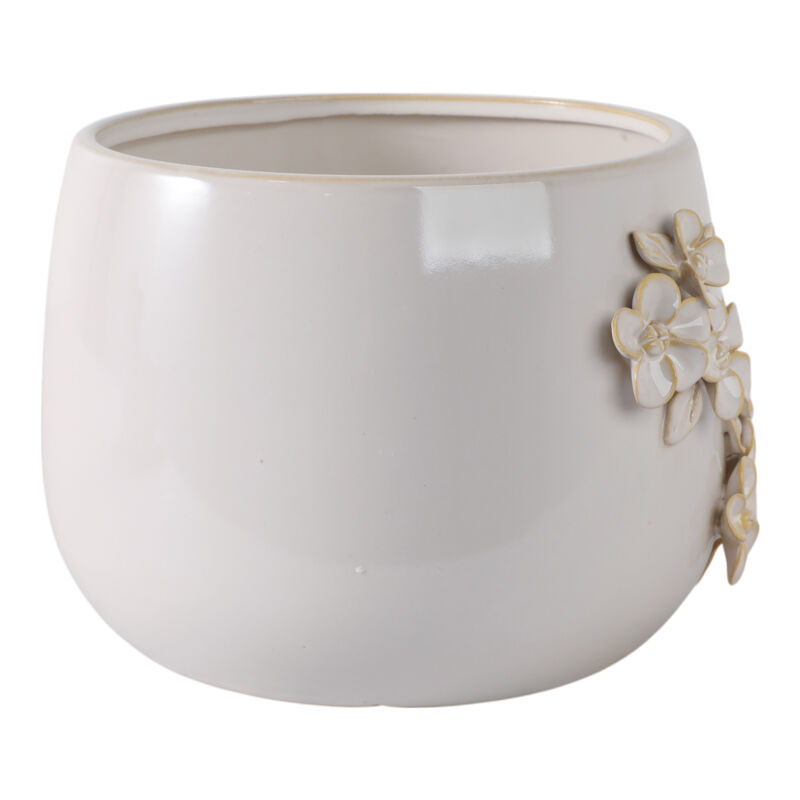 9" Flower Bunches Applique Planter, Ivory image number 2