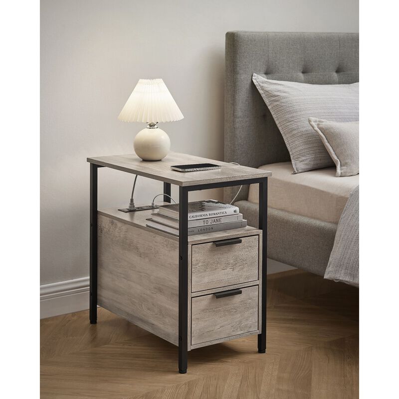 Side Table with Charging Station for Convenient Power Access and Modern Design