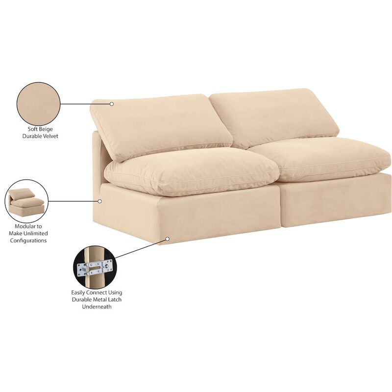 Meridian Furniture Indulge Beige Velvet Modular Sofa