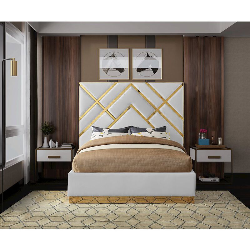 Meridian Furniture Vector White Vegan Leather Queen Bed