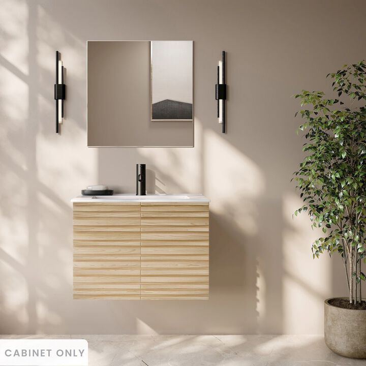 Cascade 30" Wall-Mounted Bathroom Vanity Cabinet without Top in Natural Oak