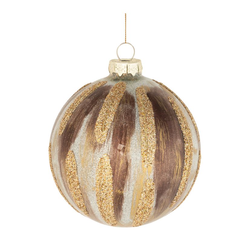 Glittered Glass Ornament Set of 6 Painted Balls for Tree, Garland, or Mantel Styling
