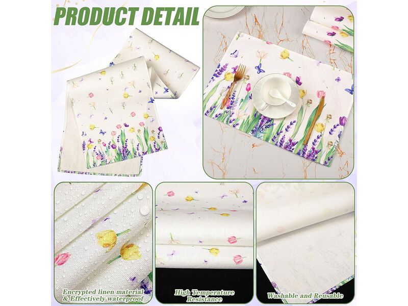 Spring Table Runner and Placemats Tulip Table Runner Placemats Set image number 3