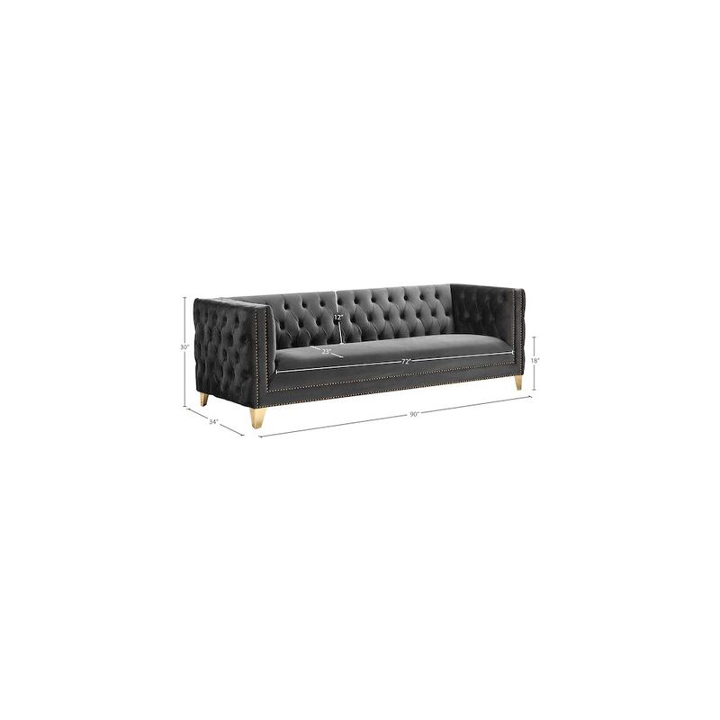 Meridian Furniture Michelle Grey Velvet Sofa