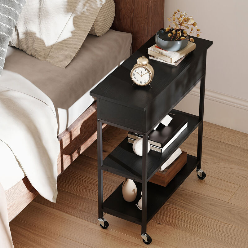 Modern Lift Top End Table with Power Outlet and Rolling Wheels for Livingroom image number 4