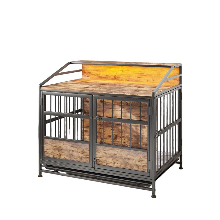 Clihome Multi-function Dog Crates with Storage and Double Doors