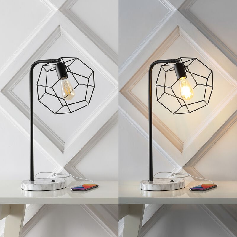 Penta Industrial Farmhouse Head-Adjustable Iron LED Task Lamp with USB Charging Port