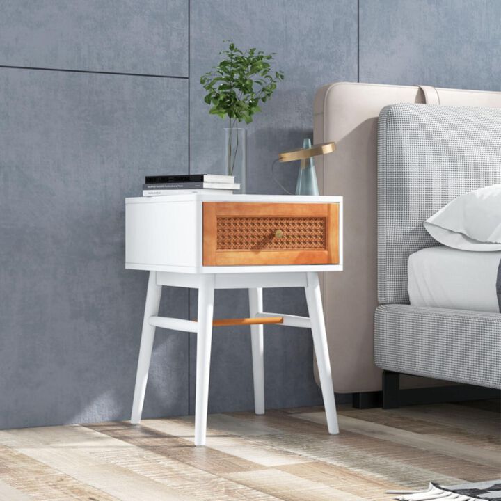 Hivvago 1-Drawer Modern Bedside Table with Solid Wood Legs