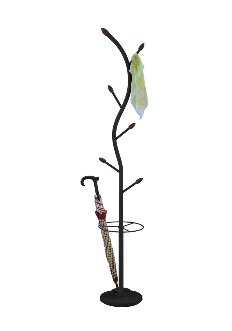 Kings Brand Furniture - Kubin Metal 6-Hook Coat & Hat Rack with Umbrella Stand image number 0