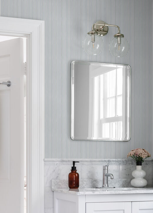 Oliver Navy Simple Stripe Wallpaper