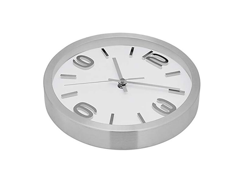 Silver Elegant Metal Wall Clock 10 Inch Silent Non Ticking Easy Read Modern image number 3