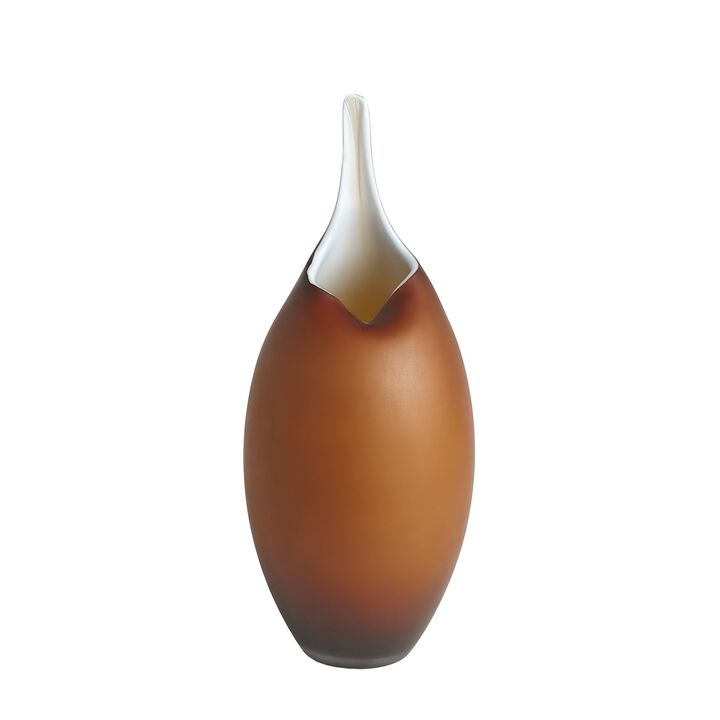 Frosted Amber Vase- Small